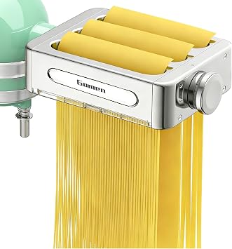 Metal Pasta Maker Attachment for KitchenAid Stand Mixer, Roller & Cutter | 3 In 1 Pasta Attachment Set for Stand Mixer, Adjustable Pasta Sheet Roller, Spaghetti & Fettuccine Cutter Maker Accessories
