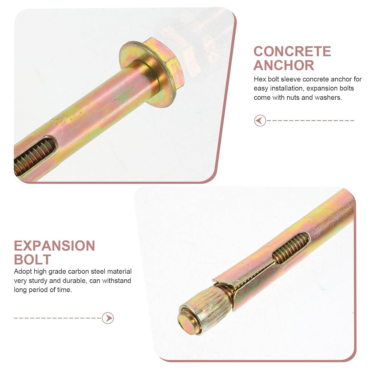 10pcs Carbon Steel Knurled Concrete Anchors M8x80 Bolts