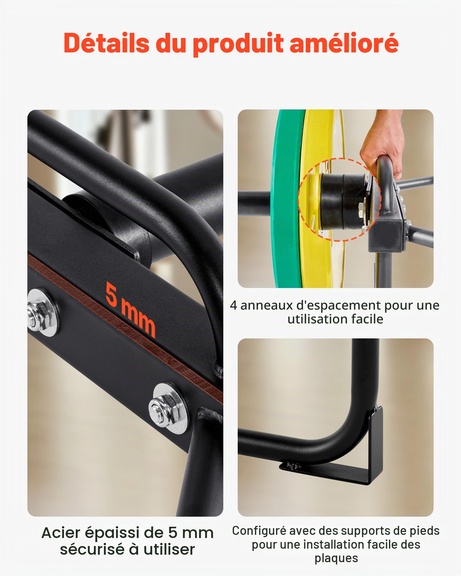 VEVOR Barre Hexagonale pour Disque de 5 cm, Trap Bar Charge 240 kg, Barre de Musculation Fitness pour Squats, Soulevés de Terre, Haussement d'Épaules et Haltérophilie, Salle de Sport, Noir