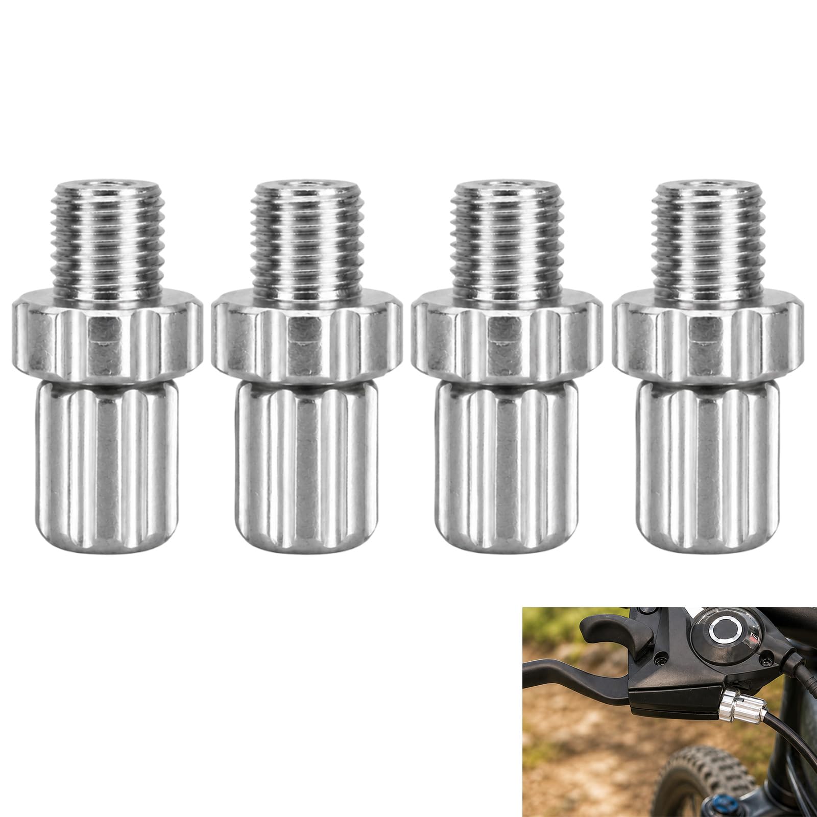 Mistillion 4Pcs M10 Bike Brake Lever Adjuster Screws, 10mm Aluminum Alloy Cable Regulator Bolts for MTB Mountain & Road Bicycle Brake Parts