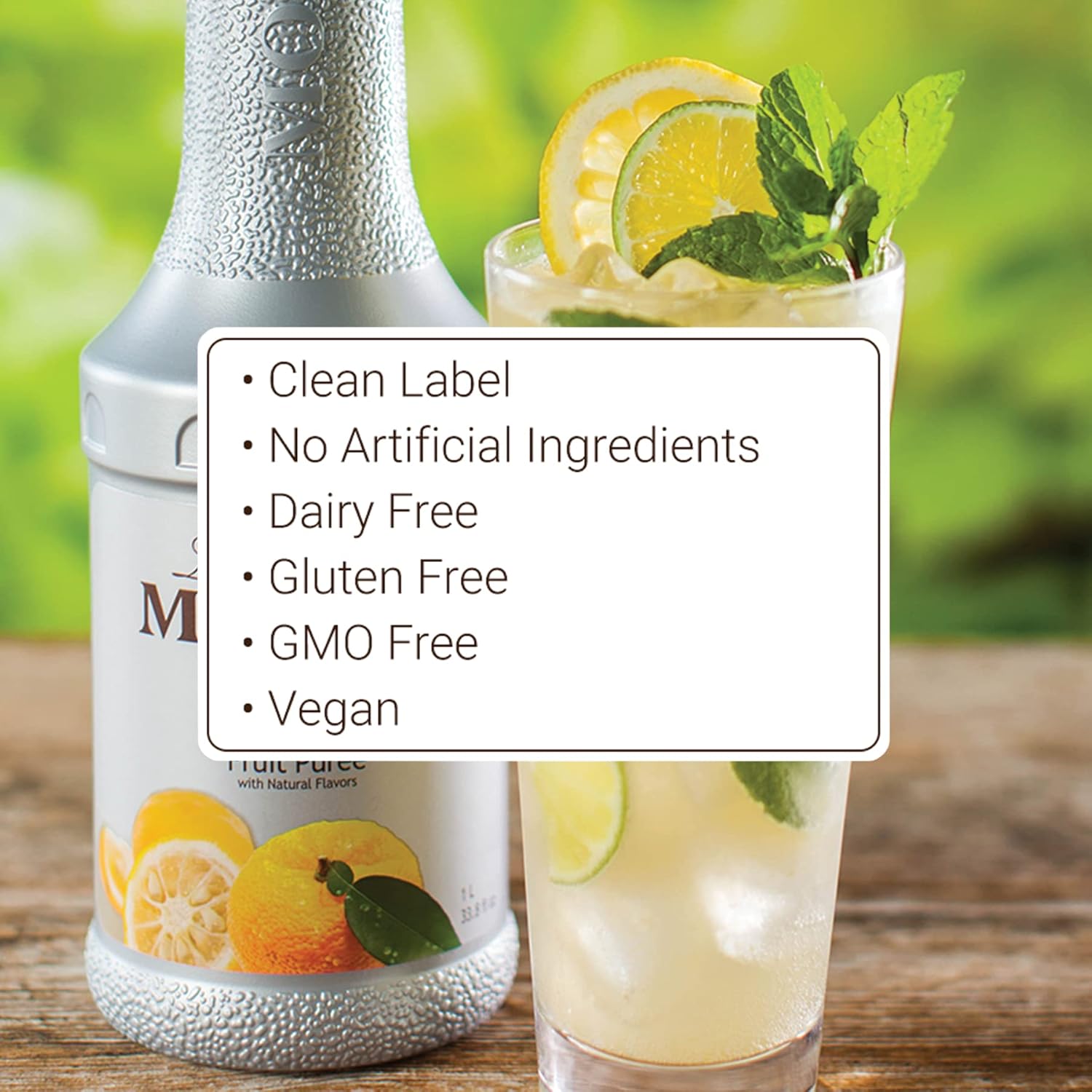 Monin - Yuzu Purée, Sweet & Tangy Citrus Flavor, Great for Teas, Sodas, Cocktails, & More, Natural Flavors, No Artificial Sweeteners or Ingredients, Gluten-Free, Vegan, Non-GMO, Clean Label (1 Liter)