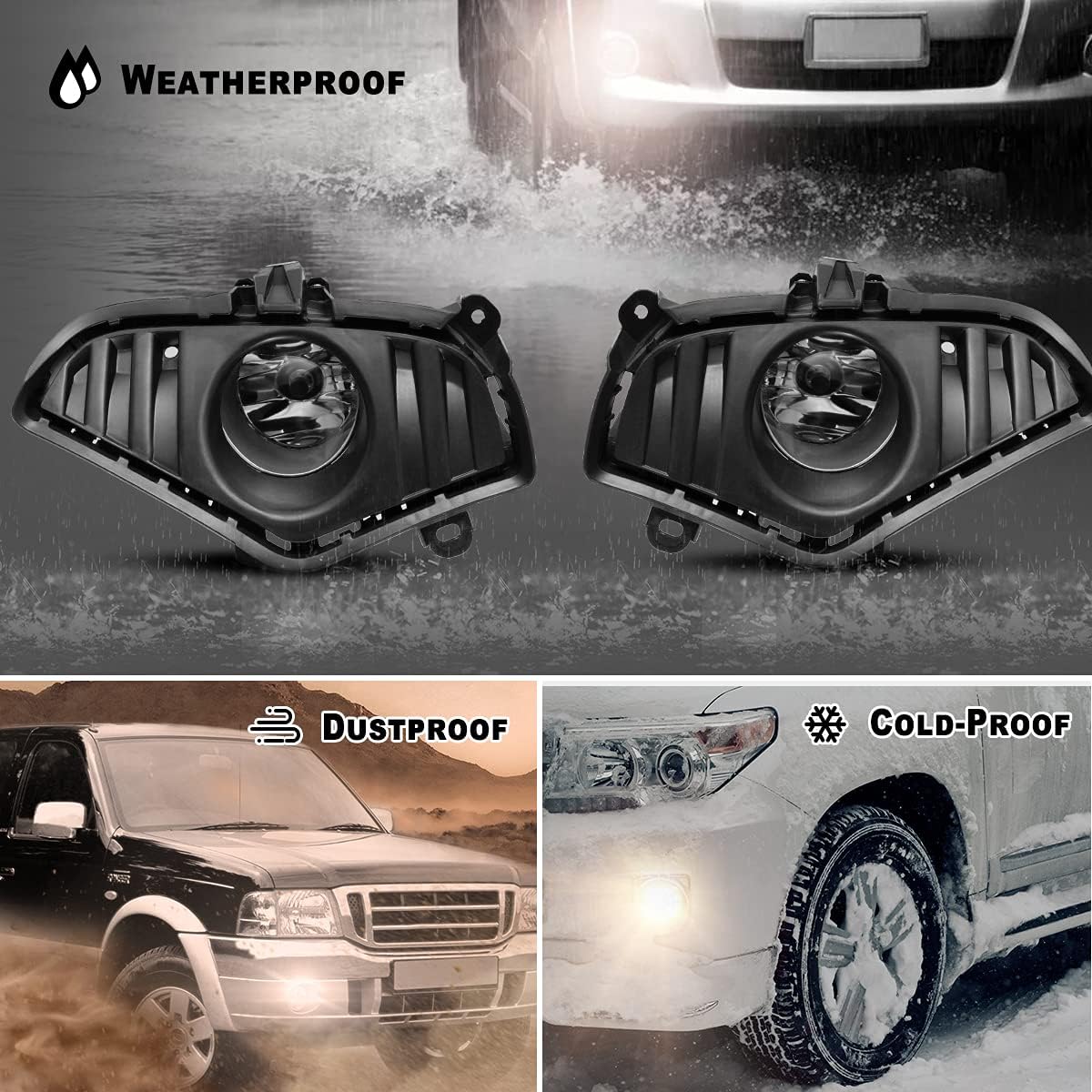 Nixon Offroad Fog Lights Assembly for 2019-2024 Toyota Rav4, HD Clear Lenses Fog Lights Replacements with Halogen Bulbs/Brackets/Frame Fog Lamps, Driver and Passenger Side