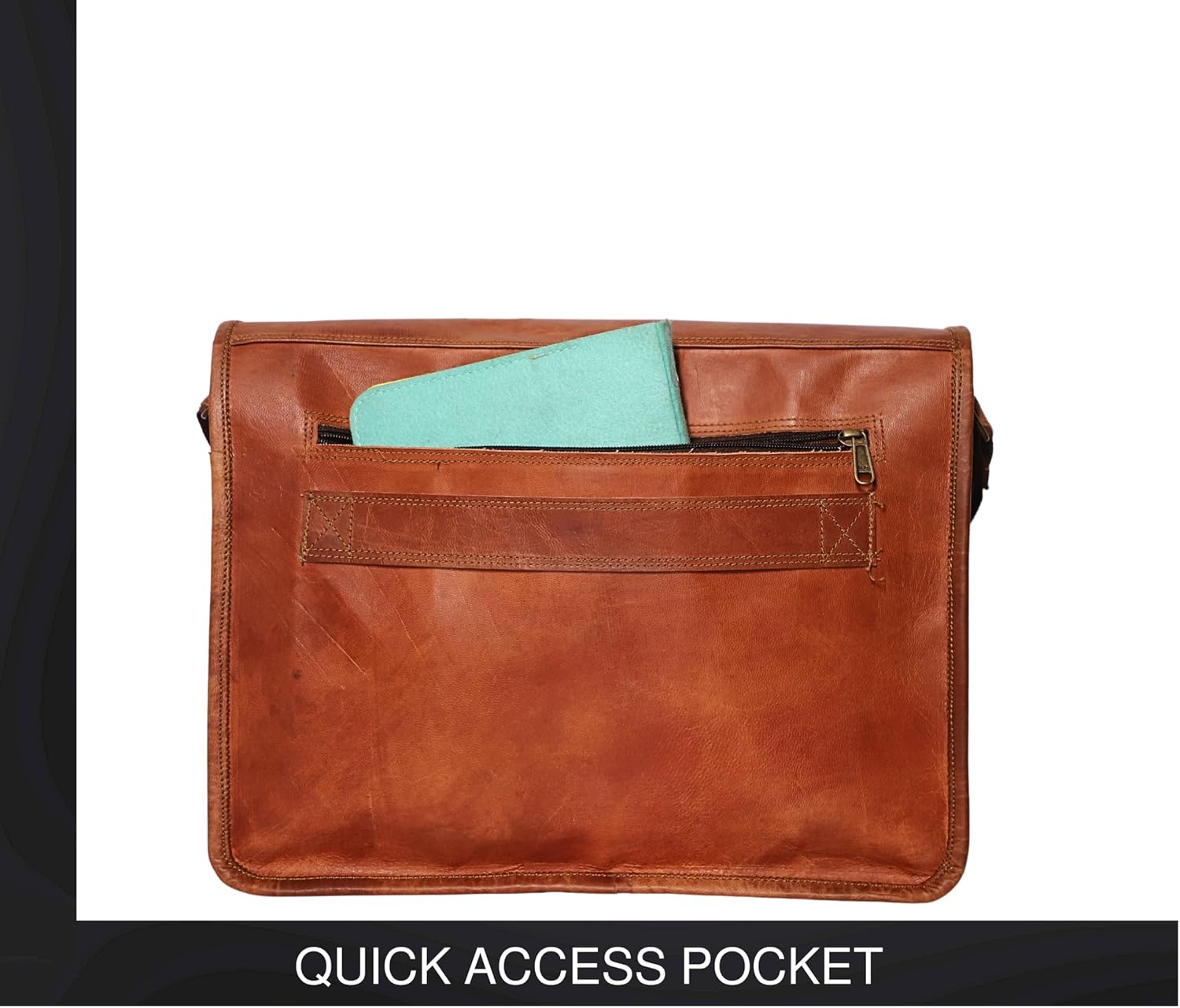 15-Inch Genuine Leather Messenger Bag for Men – Handmade Vintage Laptop Satchel, Crossbody Shoulder Bag with Adjustable Strap & Multiple Compartments - Image 5