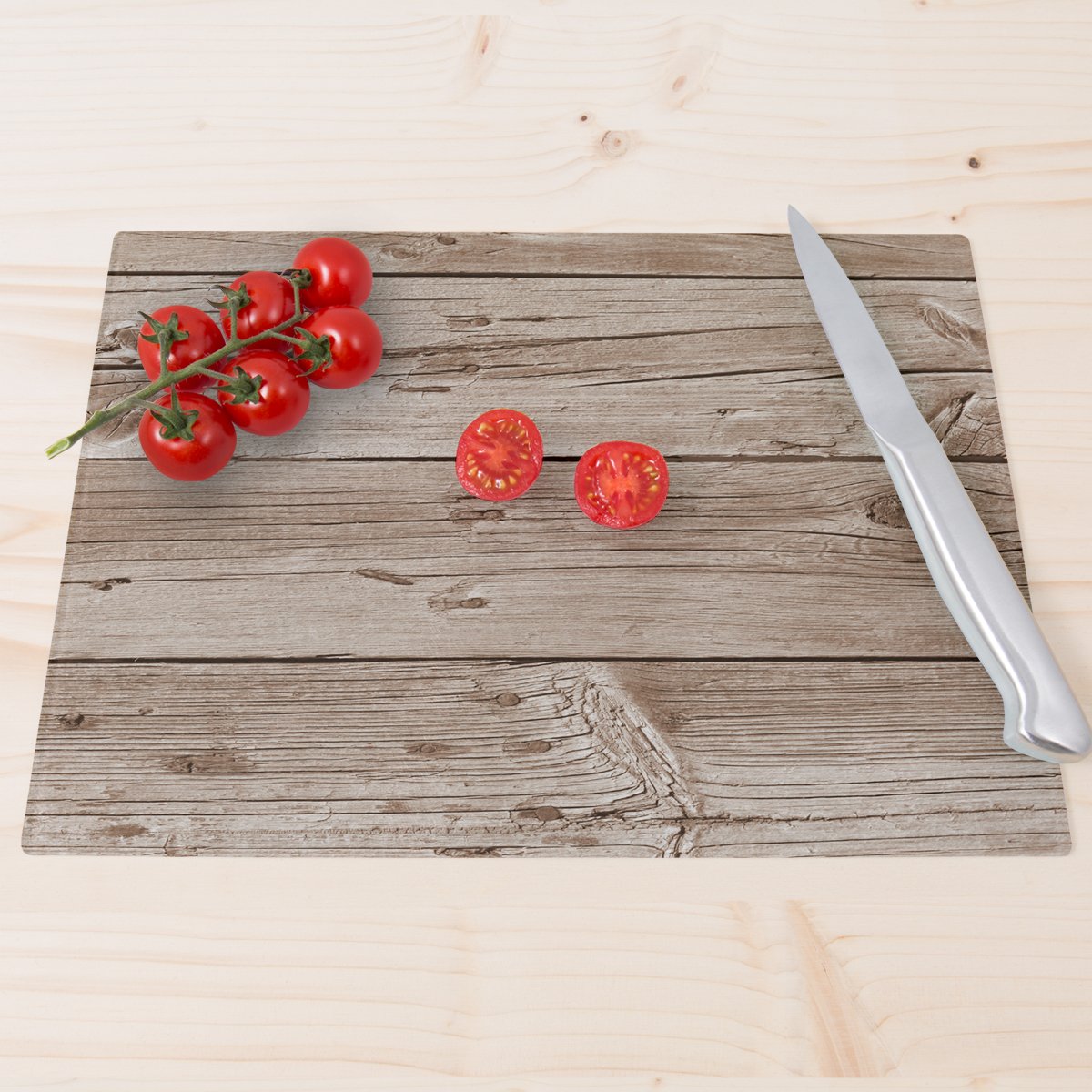 TMK ArtDeko Glas Schneidebrett 52x30 Cm – Robust, Hygienisch & Rutschfest, Vielseitige Küchenarbeitsplatte
