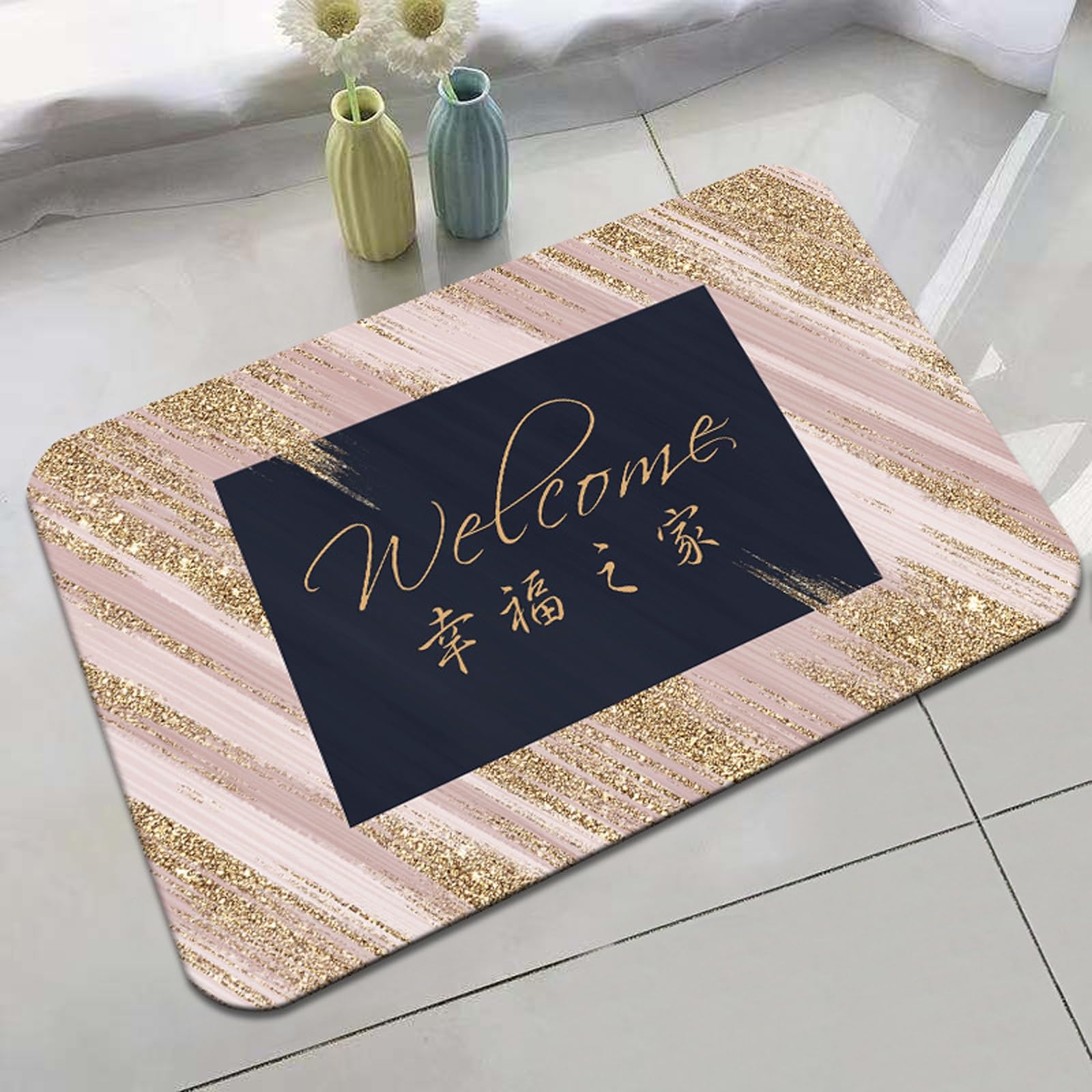 Paillasson d'entrée antidérapant et tapis de cuisine lavable grand format