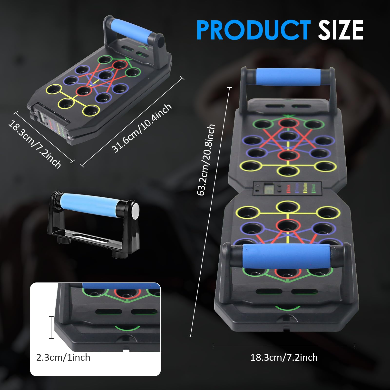 Tavola Pieghevole con Contatore Intelligente,Unisex Pieghevole Portatile Attrezzi Palestra con Tappetino a Antiscivolo,Multifunzione per Allenamento flessioni, Allenamento Muscolare