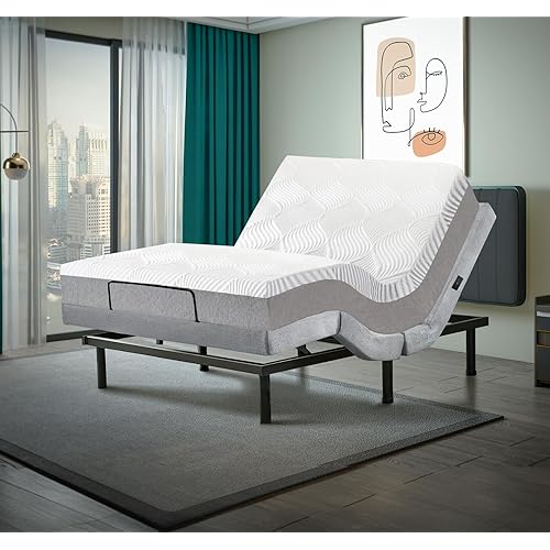 Full Adjustable Base with 10 Inch Gel Memory Foam Mattress Combo, Massage, Underbed Light, Wireless Remote