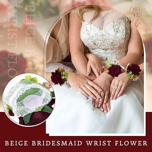 Miniatura 5 de Juego de 20 ramilletes de rosas y boutonnier de flores, ramillete de muñeca, pulsera de pulsera para novio y hombre, Boutonniere de boda, flor de