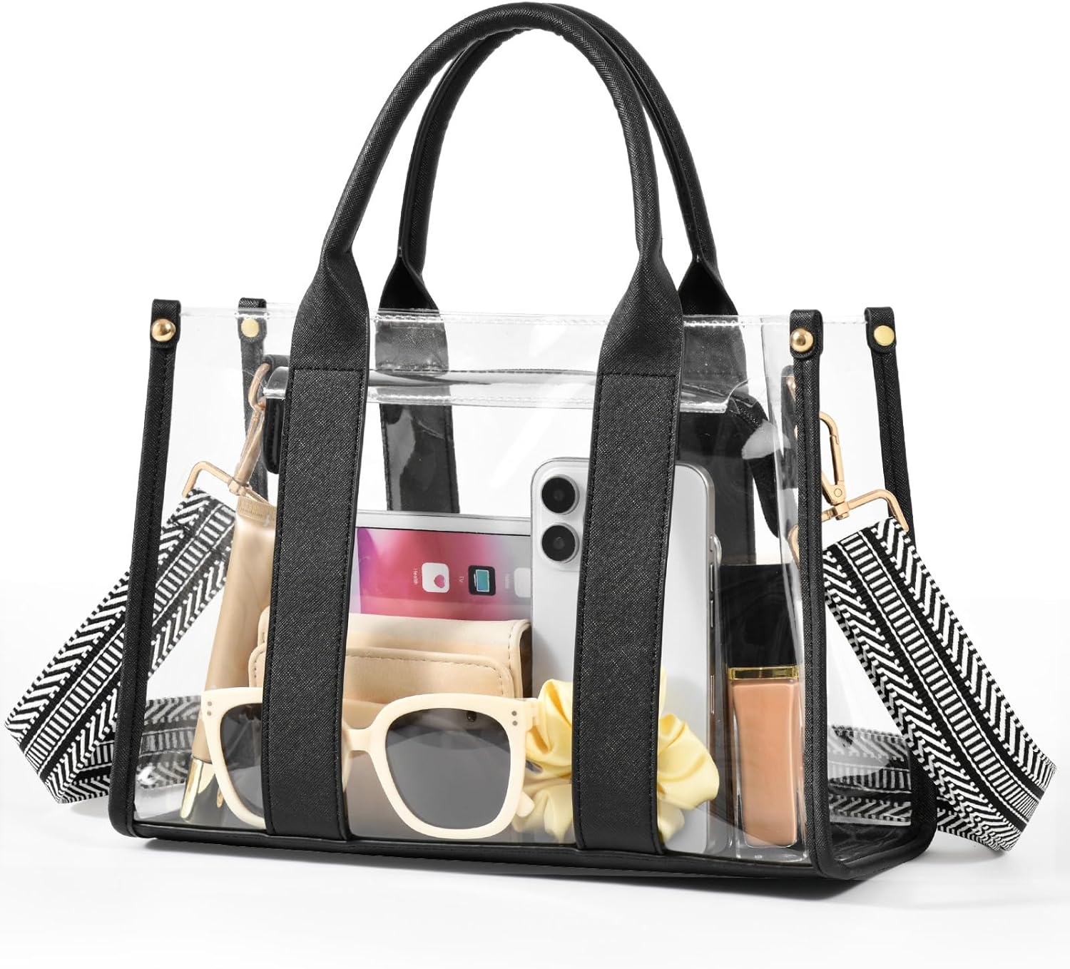 Clear Tote Bags for Women, Clear Bag for Stadium Events with Adjustable Straps, Handbag Purse for Sports Concert Work