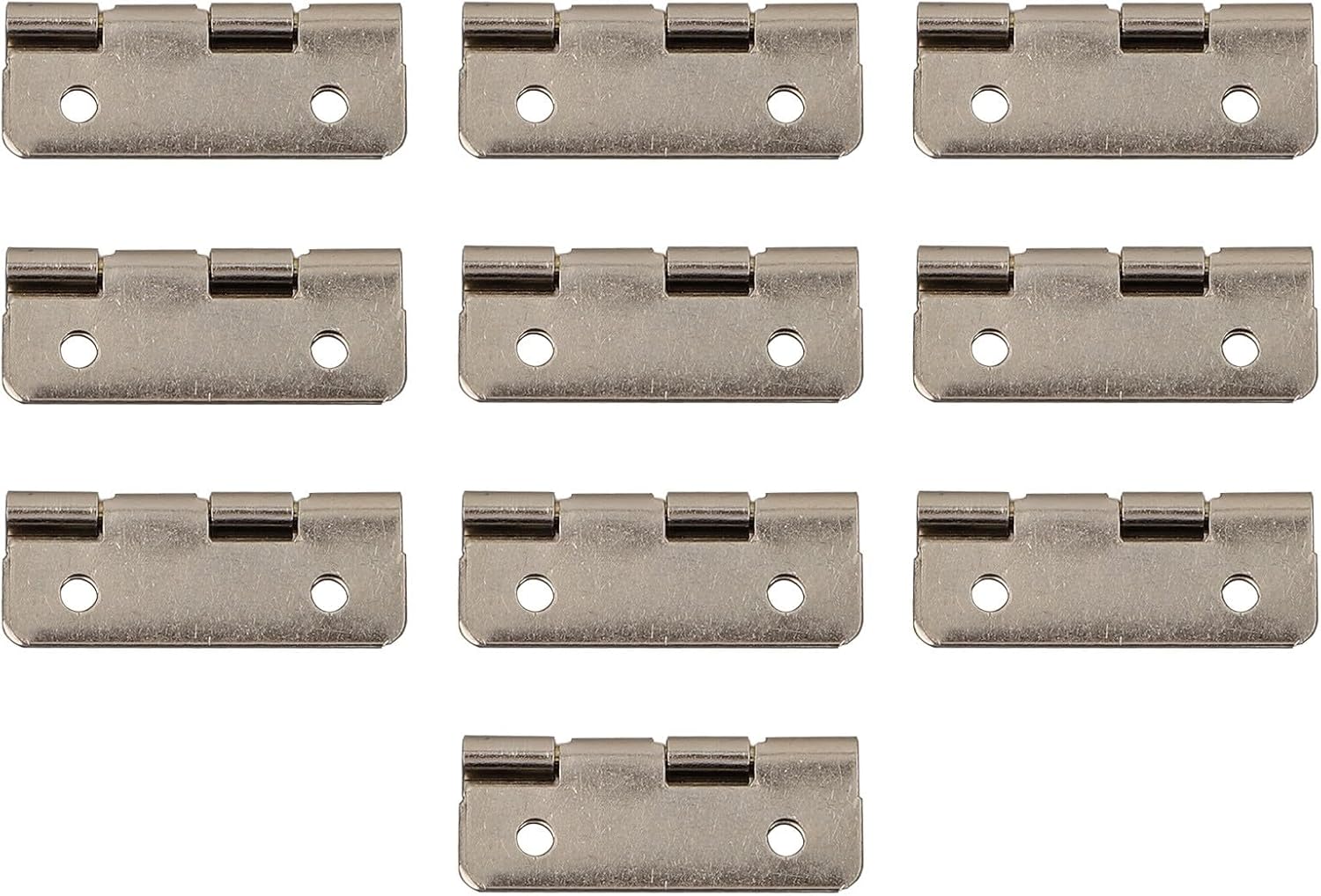 10-Pack Four-Hole Flat Opening Hinge, 90 Degree Iron Furniture Connector for Wooden Box and Case, Smooth Silent Closing Mechanism with Screws
