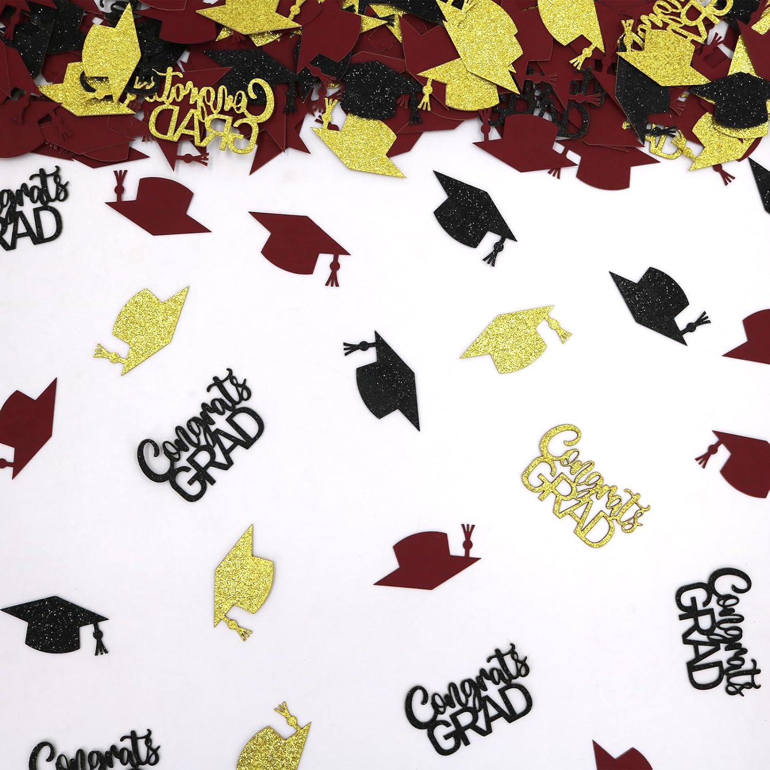 200PC Gold Graduation Confetti Class of 2026 Congrats Grad Confetti for Table Grad Cap Scatters for Graduation party decorations 2026