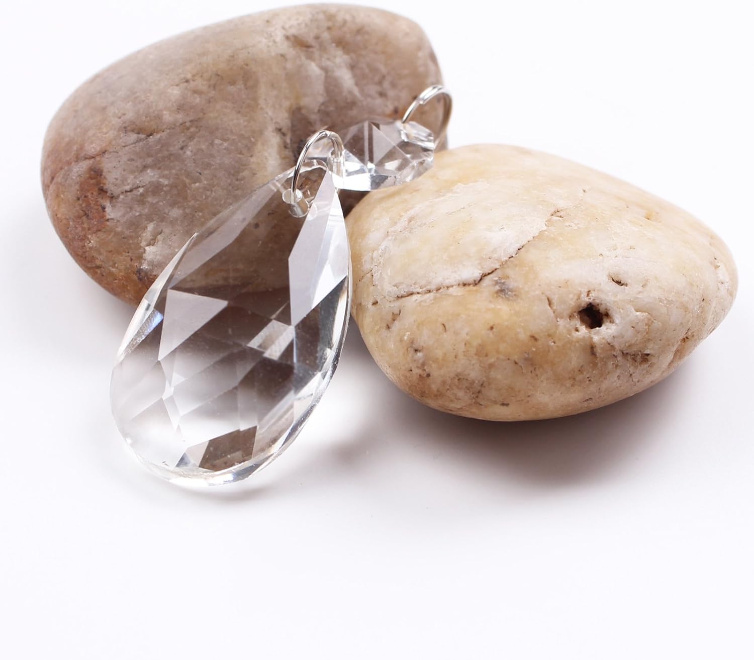 BIHRTC 12Pcs 38mm Clear Crystal Teardrop Crystal Pendants