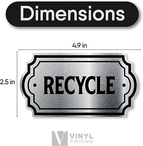 Miniatura 2 de Símbolo de logotipo de reciclaje y basura, aspecto dorado elegante para botes de basura, recipientes y muros, adhesivo de vinilo laminado., Plateado