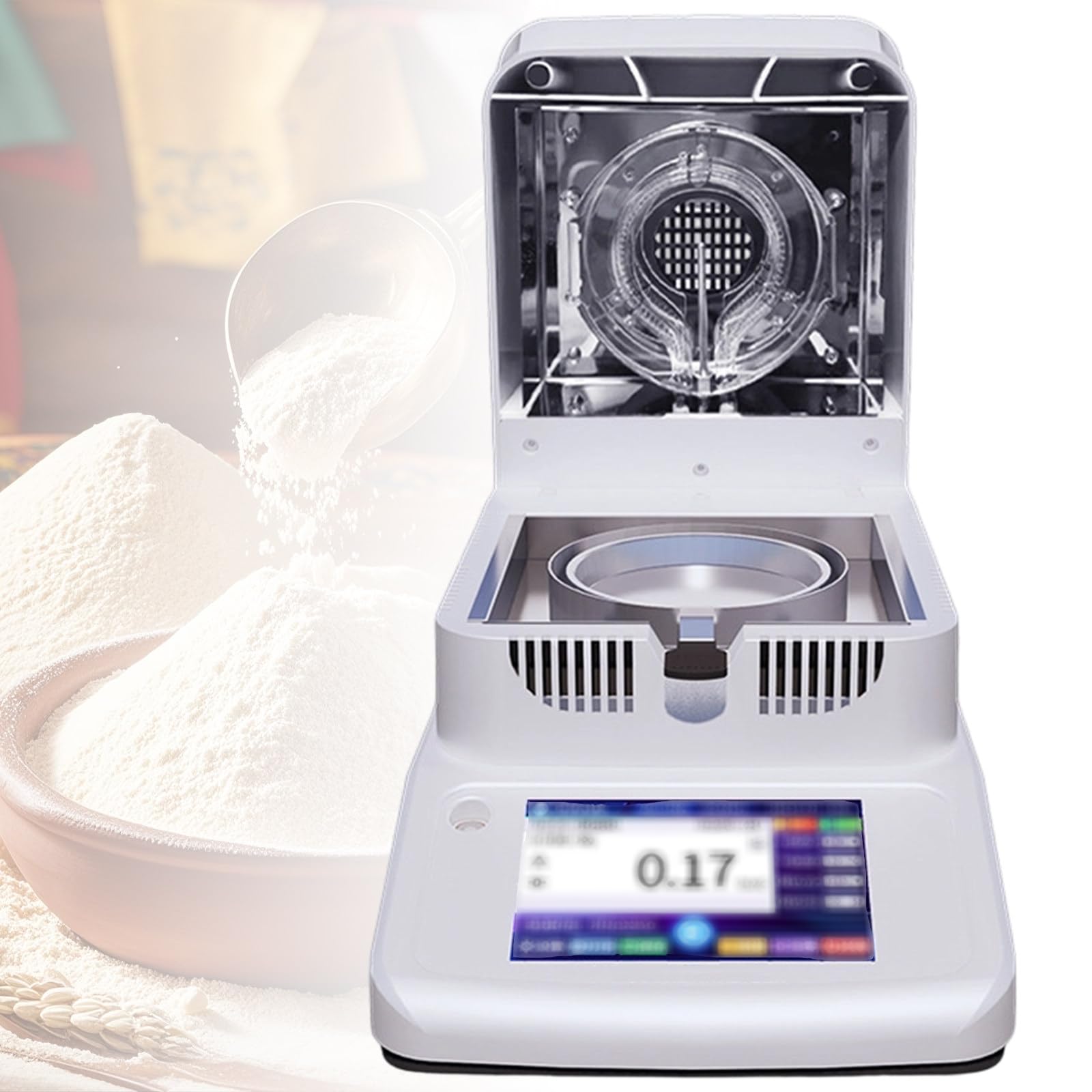 Analizador digital de humedad, probador halógeno, modo dual automático, legibilidad del 0,001 %, equilibrio de laboratorio para medición de humedad de madera y alimentos, precisión de 0,005 g