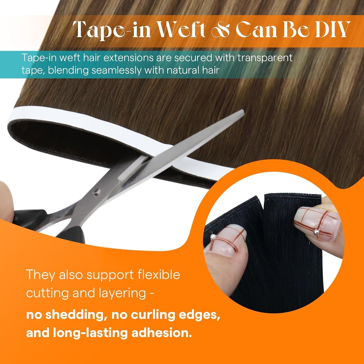 Sunny Hair Long Weft Tape in Hair Extensions Human Hair Balayage 24Inch image 4