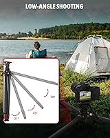 Vista 3 de IFOOTAGE Gazelle - Trípode de viaje TA3B con cabezal de fluido Komodo K3,62/62.0 in Kit de trípode de aleación de aluminio para cámara, teléfono