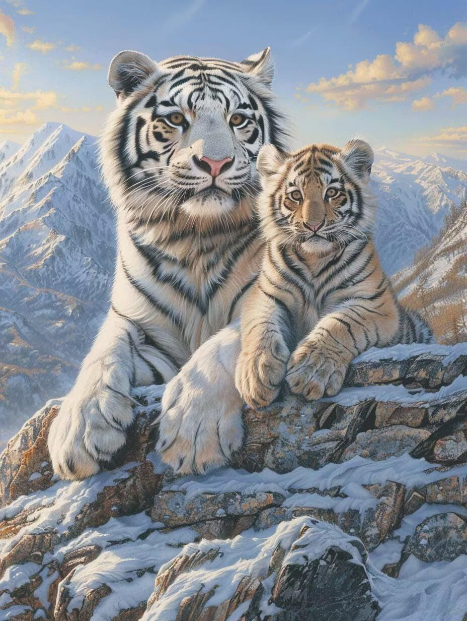 5D Diamond Painting DIY Tiger Art Kit, Small 80x110cm Square Drill Diamond Dots Cross Stitch Crystal Art for Adults, Home Wall Decor