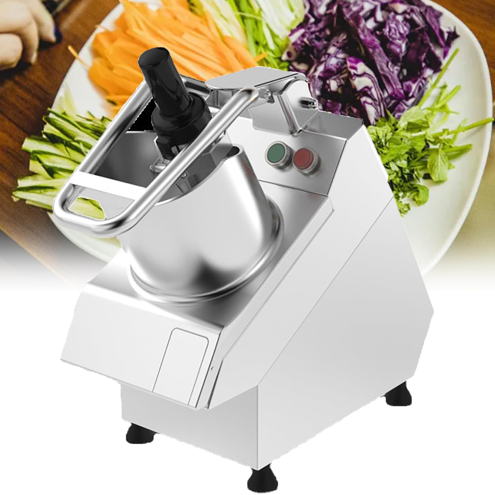 Cortador eléctrico de verduras – Picadora comercial de 550 W con 6 cuchillas de corte, 200-250 kg por hora, procesador de verduras de 300 RPM para una preparación eficiente de alimentos