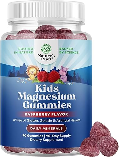 Gomas de magnesio para niños - Suplemento calmante de citrato de magnesio con sabor a frambuesa - Suplemento de magnesio calmante para la salud de