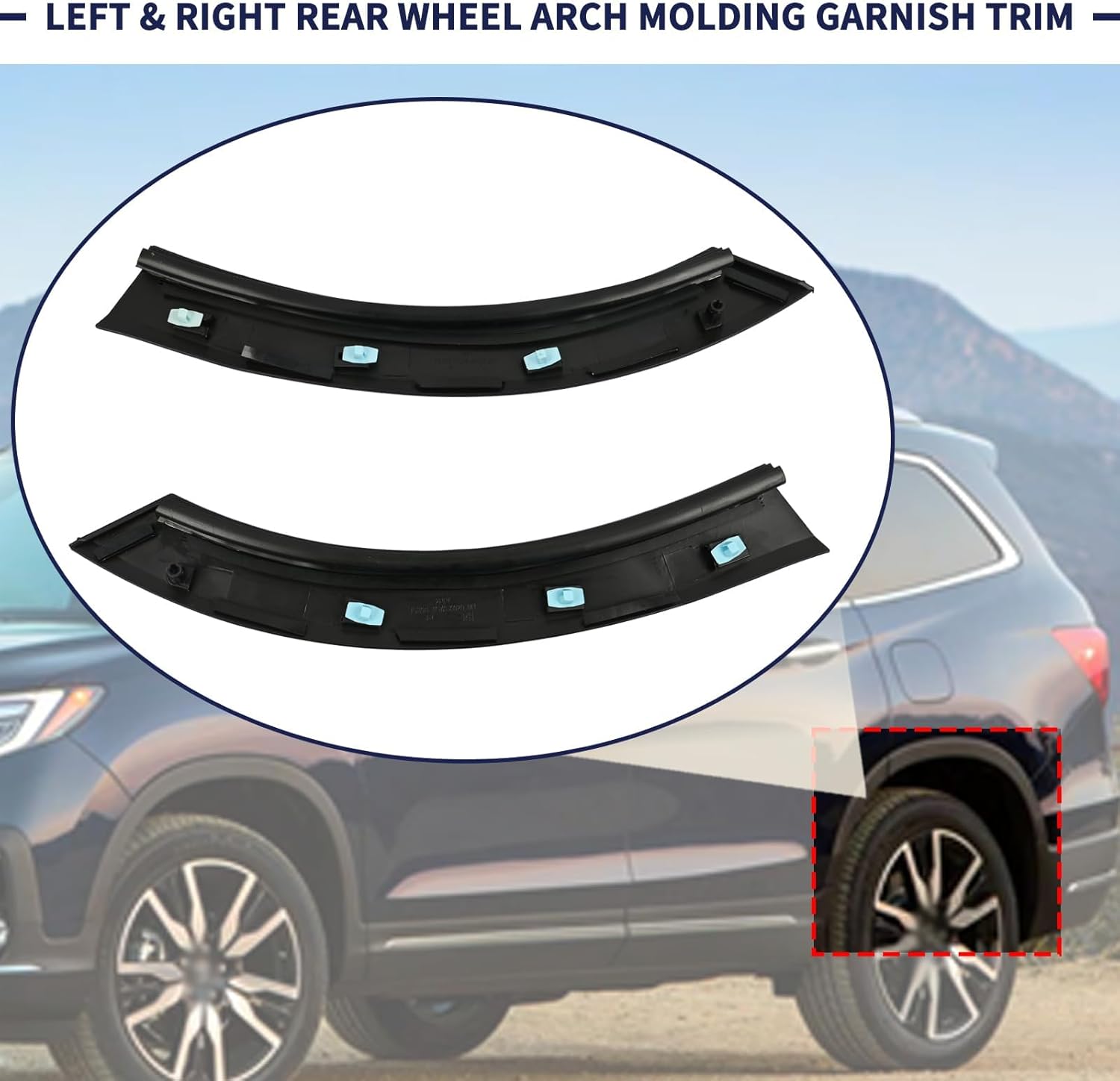 2PCS Rear Door Wheel Arch Molding Garnish Trim 75395-TG7-A01 75390-TG7-A01 Compatible with Honda Passport 2019-2023/Pilot 2016-2022