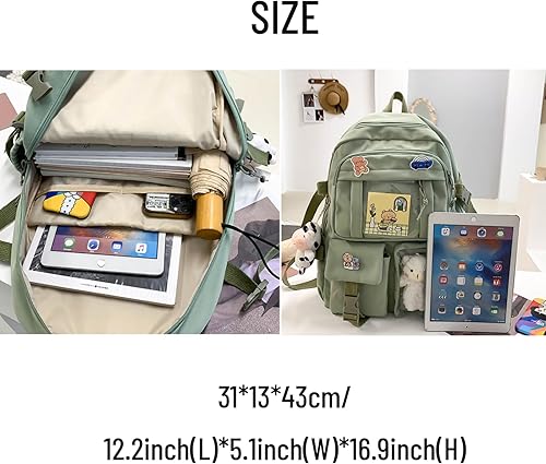 Miniatura 5 de Mochila Kawaii con lindos accesorios con colgante de pasador de viaje, bolsa grande para portátil al aire libre, impermeable, casual, mochila para