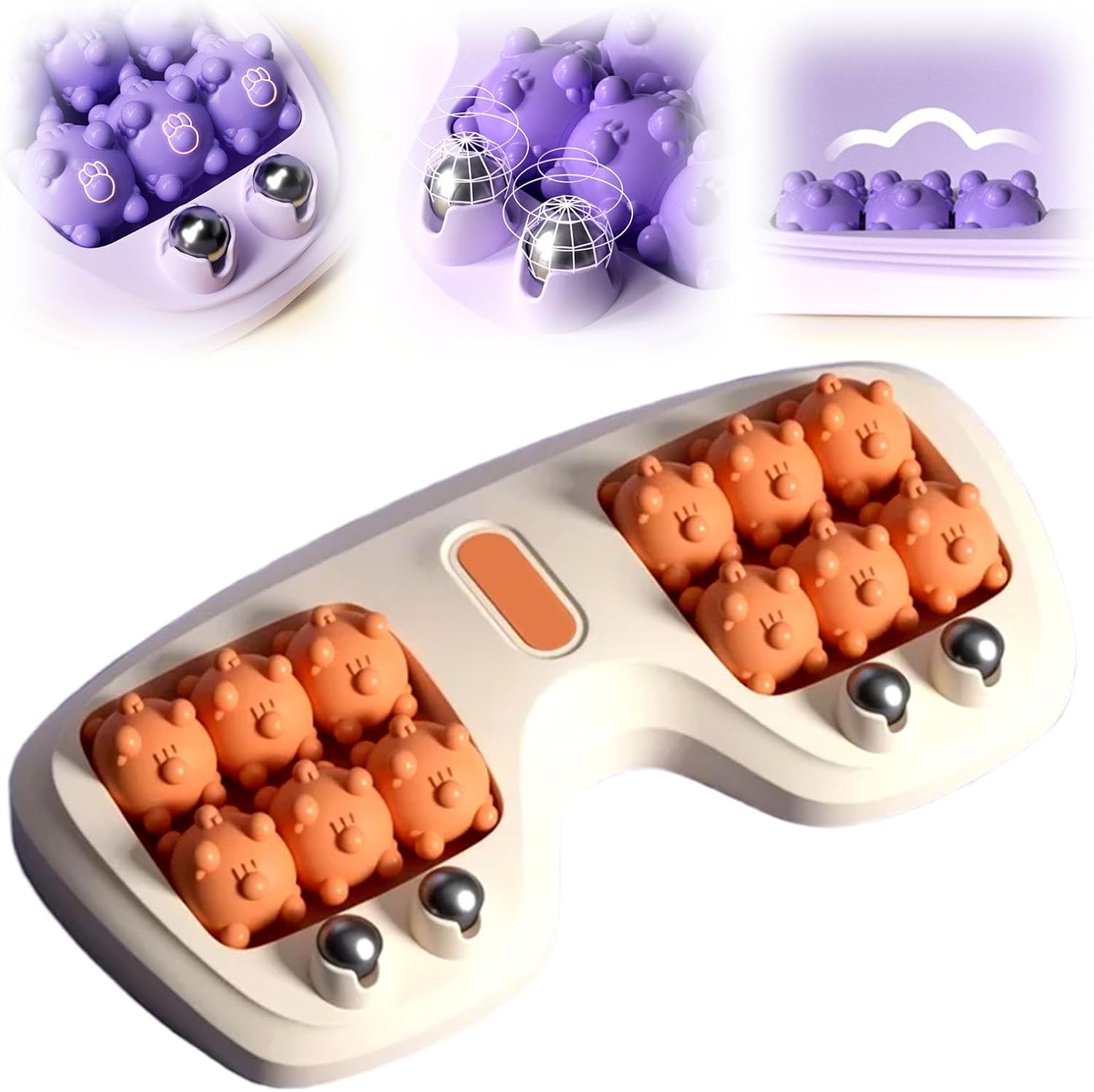 Foot Roller Massager for Plantar Fasciitis Relief, Dual Foot Massage Roller with Acupressure & Magnetic Therapy, Icing Plantar Fasciitis Foots Rollers for Home & Office (Orange)