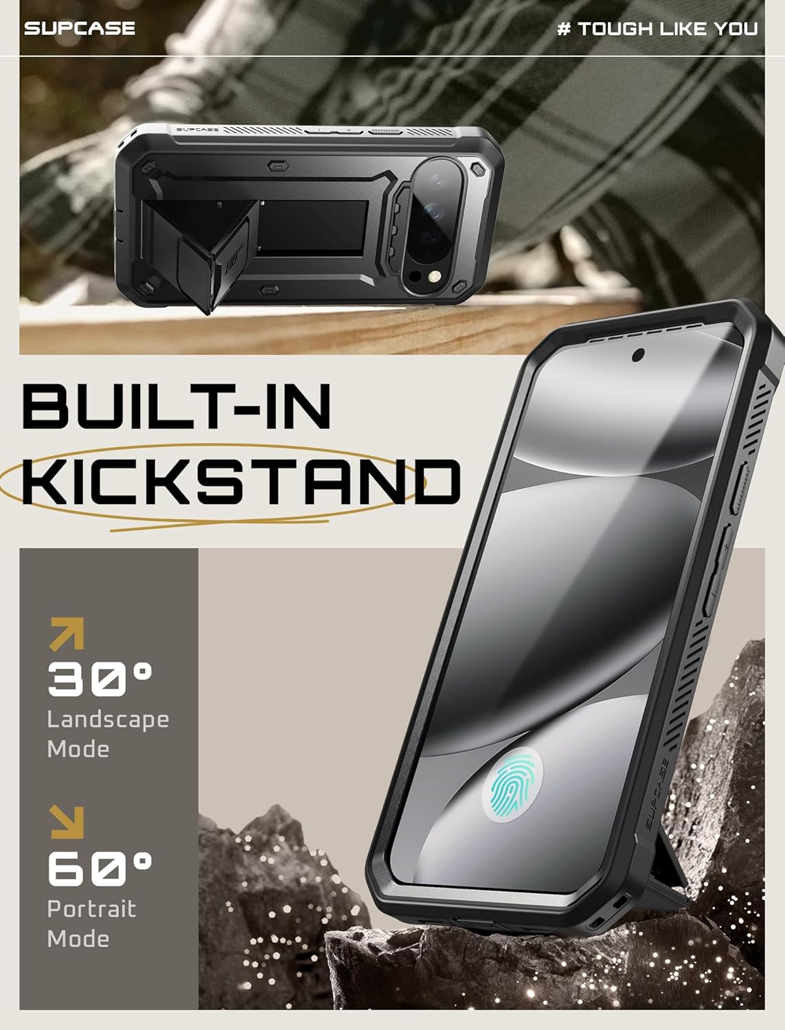 SUPCASE for Google Pixel 10/10 Pro Case with Screen Protector (Unicorn Beetle Pro), [Built-in Stand & Belt-Clip] [Military-Grade Protection] Full Body Heavy Duty Phone Case, Black
