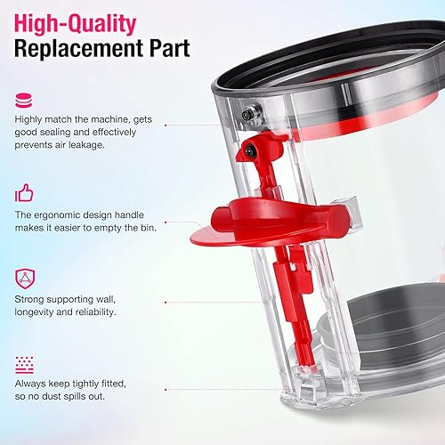 Miniatura 5 de Repuesto de recipiente mejorado para Dyson V10 SV12 para aspiradora, contenedor de repuesto compatible con Dyson V10 Parte No.969509-02