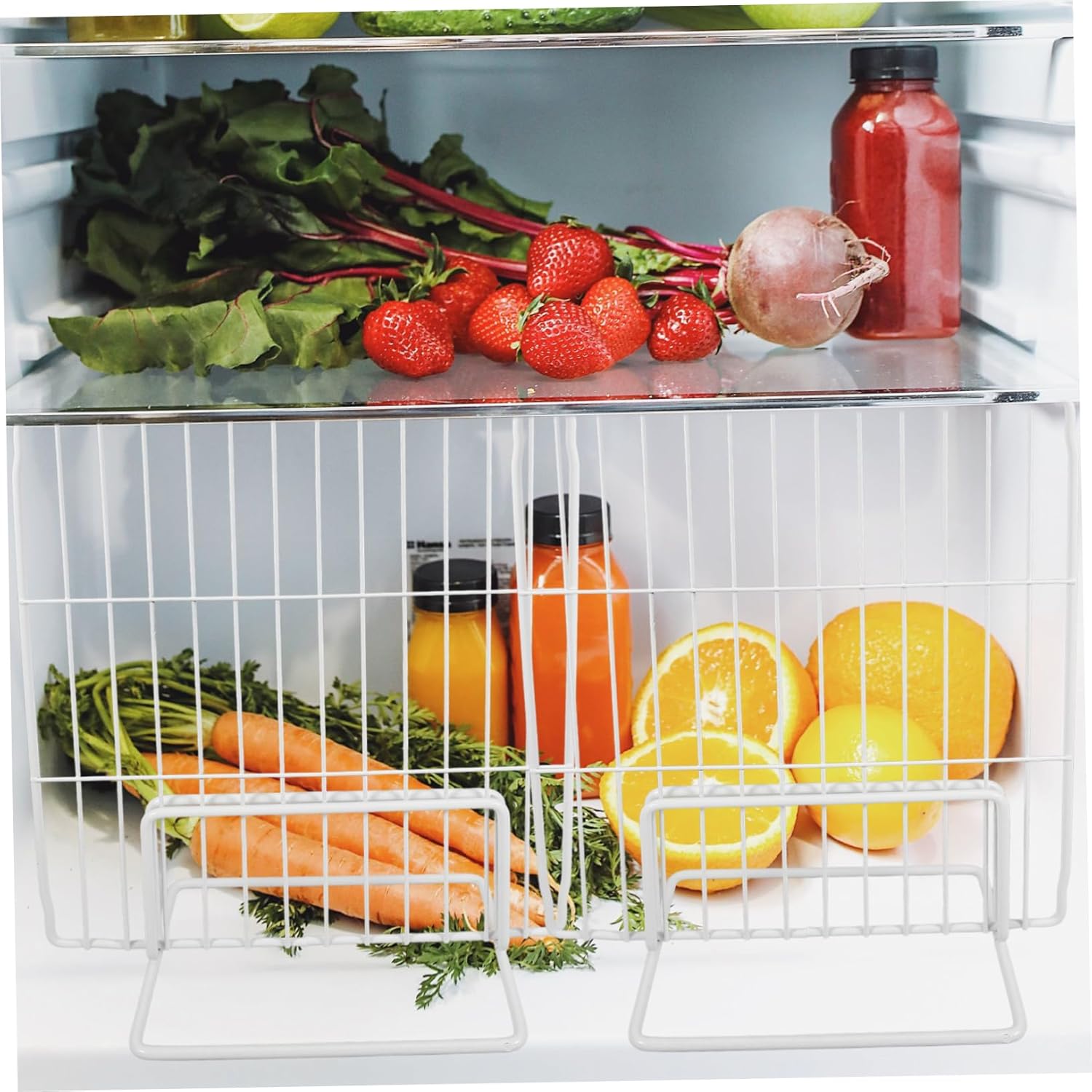 Mikikit Freezer Divider Shelf Separator for Refrigerator Organization Iron Mesh Divider for Ice Cream Storage Easy to Install Retractable for Various Widths