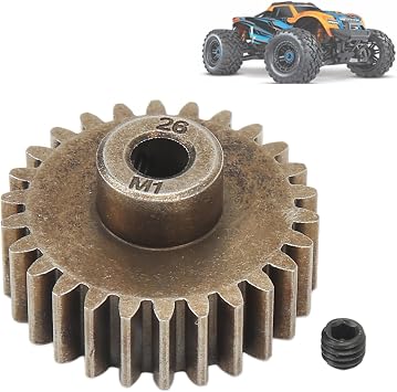 26T Hardened Pinion Gear,26T Hardened Pinion Gear for 1/10 for X Maxx RC Car Hardened Steel RC Motor Pinion Gear Fits 5mm Shaft Motor RC Steel Metal Spur Diff Differential Main Gear Motor