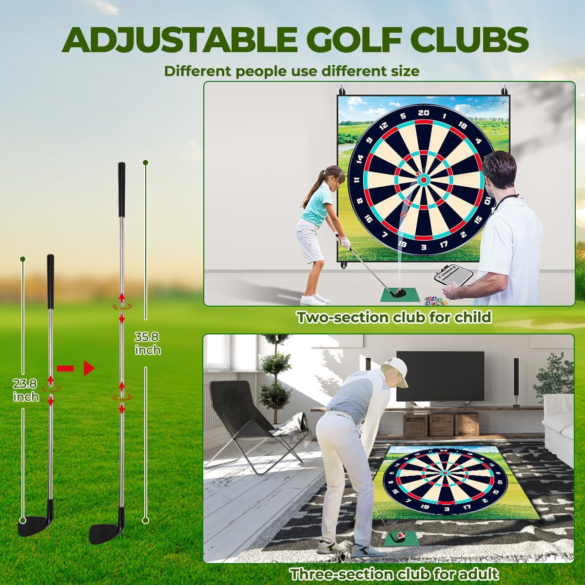 Jeu de copeaux de golf adhésifs pour entraînement de fléchettes, kit d'aide à l'entraînement avec 20 balles de golf et 10 fléchettes