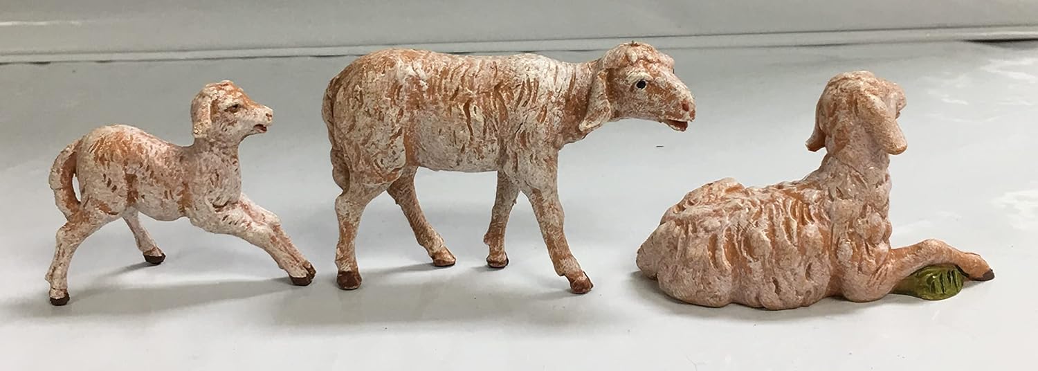 Fontanini by Roman Inc., 3 Piece Set of Sheep Family, 5" Animals Collection, Nativity Figure and Accessories, Hand Sculpted and Painted - Image 5