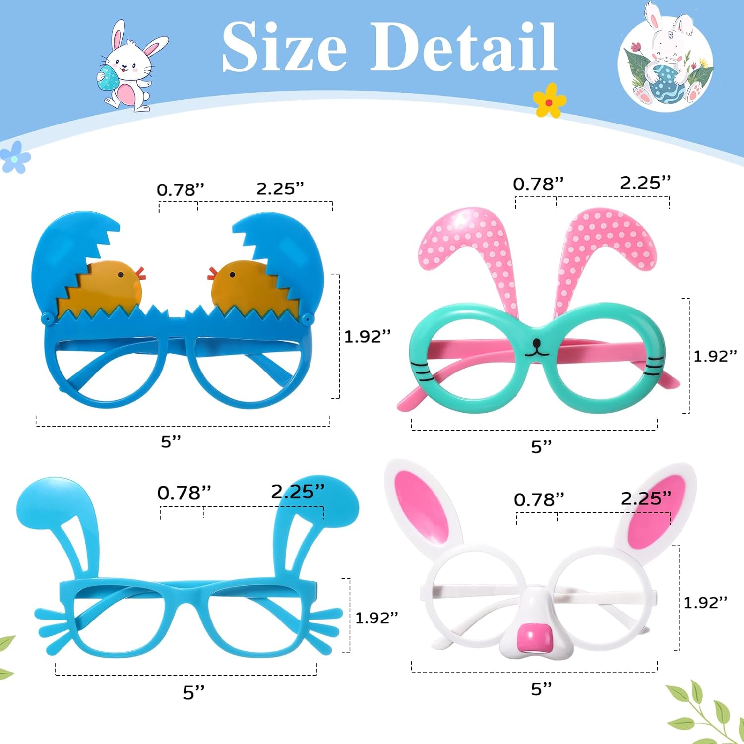 Zonon 24 Pcs Easter Sunglasses Egg Bunny with Cards Easter Gift Bulk for Kids Boy Girl Classroom Exchange Party Favor Gift