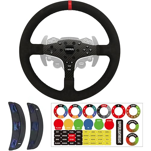 Replace 13 inch lightweight Suede/Leather Steering Wheel Replace Panel For MOZA R5/R3/ES/ESX Bundle Gaming Racing Wheel (With full Suede)