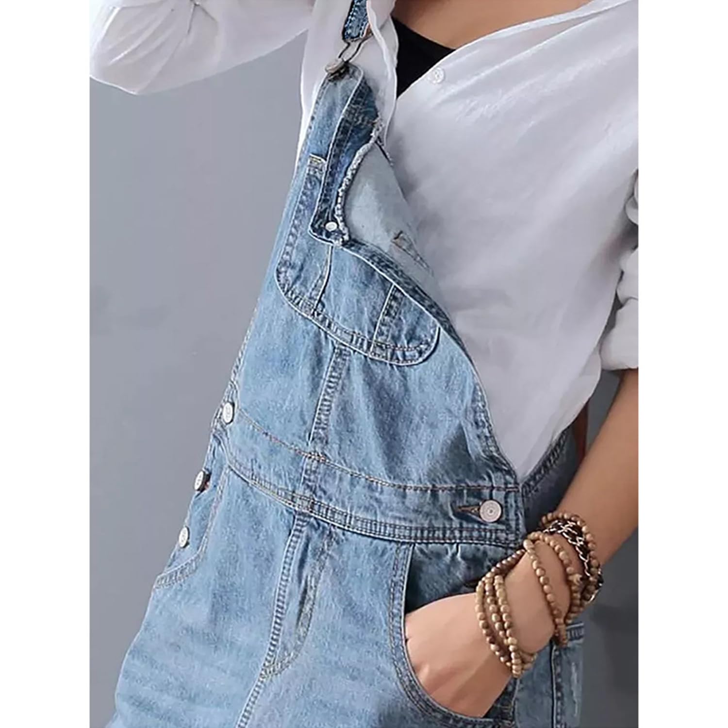 Femmes Vintage Classique Bretelles Longues Jupes Denim Délavé Délavé Salopette Robe Jupes Trous Déchirés Salopette Pinafore Salopette