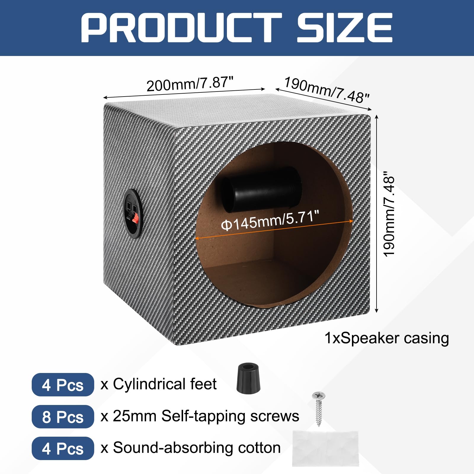 sourcing map 16,5 cm Portiertes Holz-Lautsprechergehäuse, schwarz weiß, einzelne belüftete Subwoofer-Box, Auto-Audio-LKW-Lautsprecherbox für Heimwerker, Heimfahrzeug, Audio-Soundzubehör