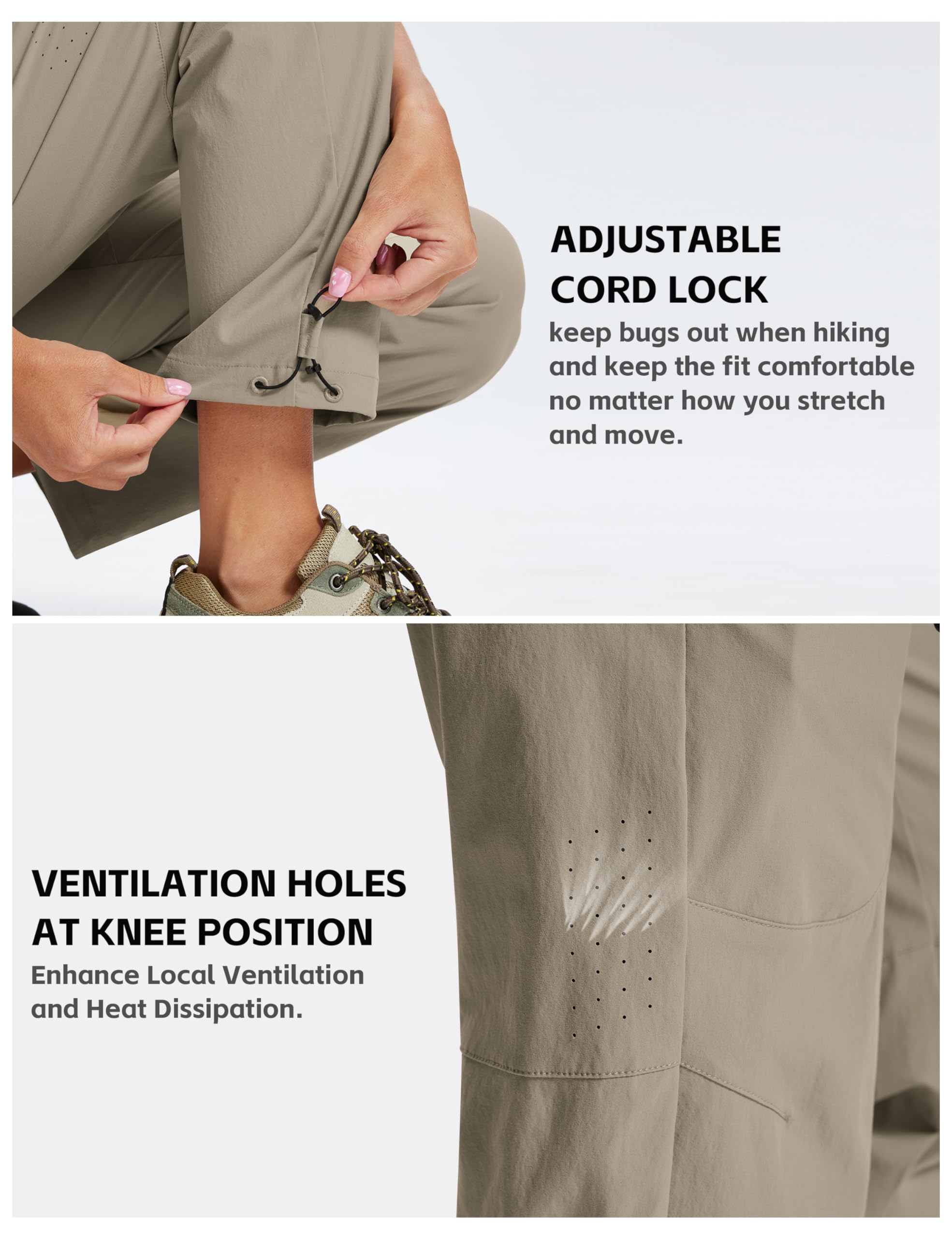 MoFiz Pantalones Trekking Mujer Cargo Senderismo Trabajo Pantalón Transpirable Repelente al Agua con 5 Zip Bolsillos