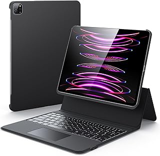 ESR Ascend for iPad Keyboard Case, iPad Pro 12.9 (2022/2021/2020/2018) Case Keyboard, Magnetic Detachable Case, Fully Adjustable Portrait/Landscape Stand, Black