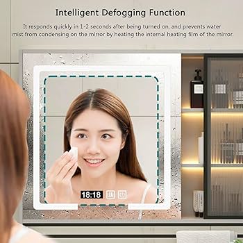 Amazon.co.jp: ミラーキャビネット 洗面所 LED照明付き,ミラー