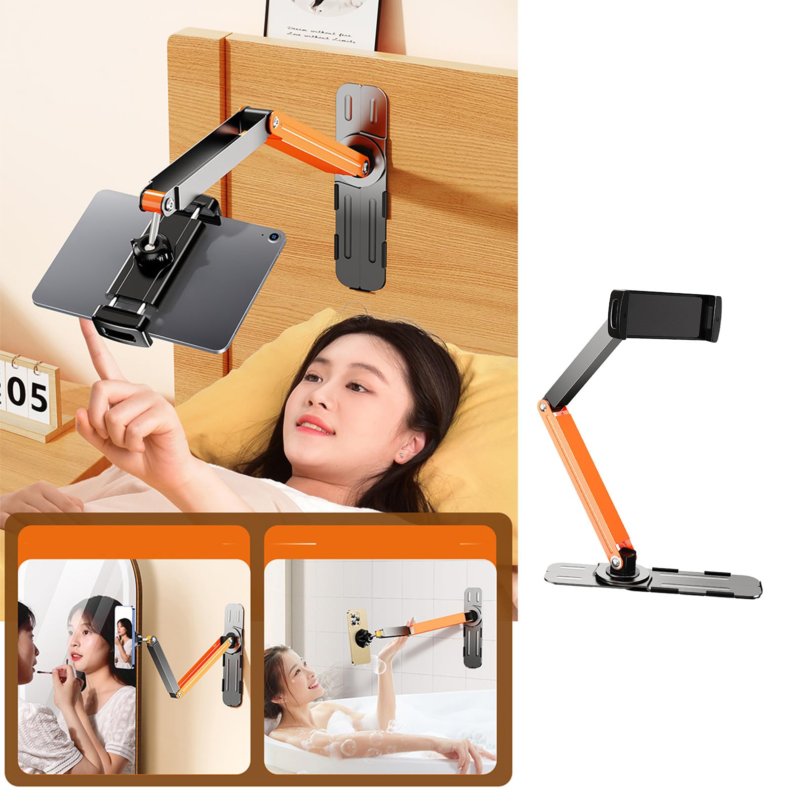 Soporte de pared para teléfono de escritorio, amplia compatibilidad, múltiple, ajuste flexible, construcción de metal para tabletas, configuración rápida, soporte de teléfono y tableta
