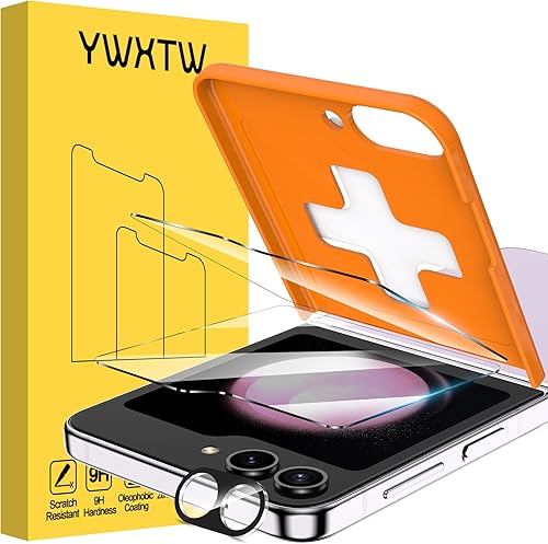 Miniatura 7 de YWXTW Bandeja de alineación mejorada para Samsung Galaxy Z Flip 5, 2 protectores de pantalla de vidrio templado para privacidad antiespía y 1 juego
