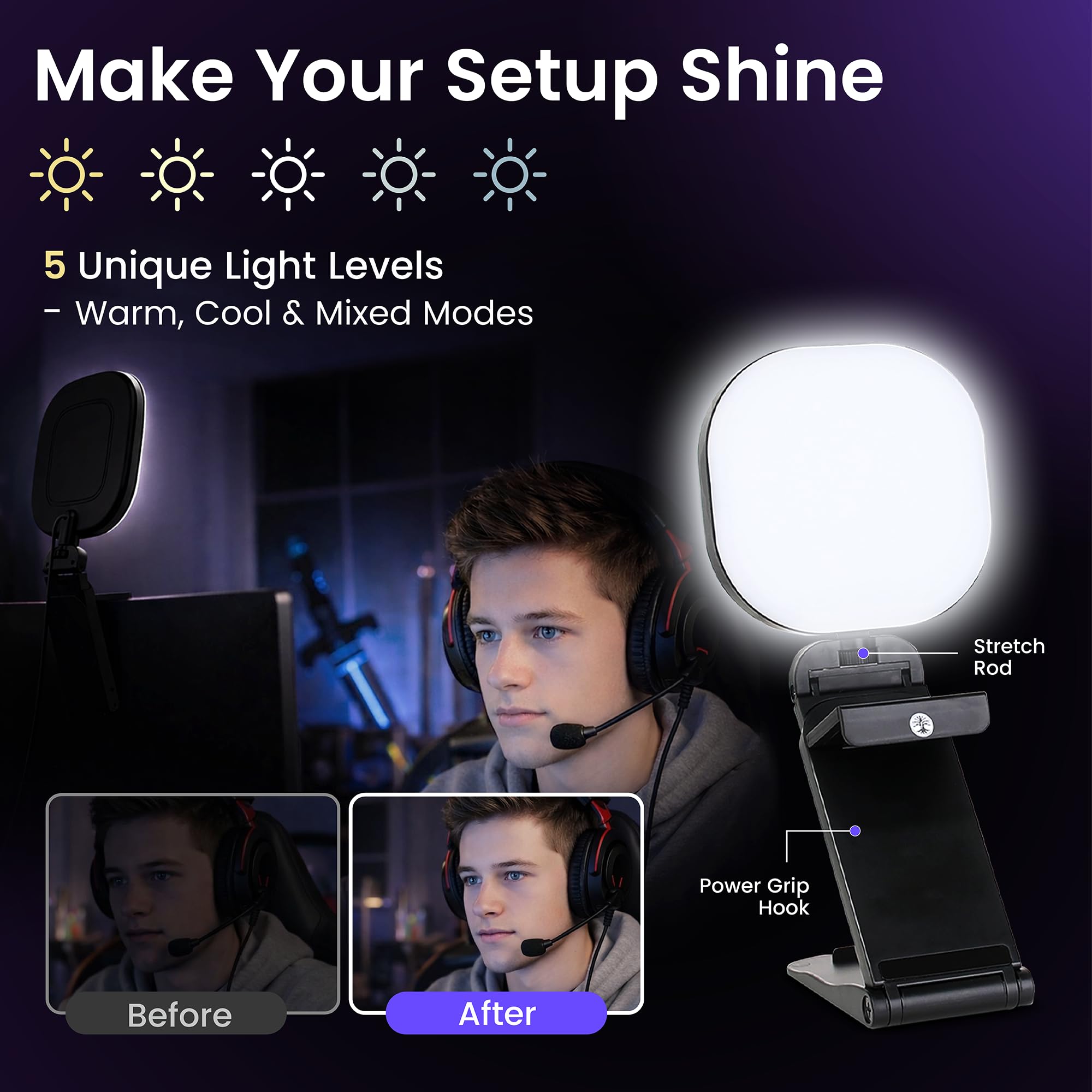 Webcam Streaming Kit with USB RGB Microphone & LED Light – 1080P 30FPS Streaming Camera Bundle for Twitch, YouTube, Podcasting, WFH – PC & Mac Compatible (Console Requires Computer & Capture Card)