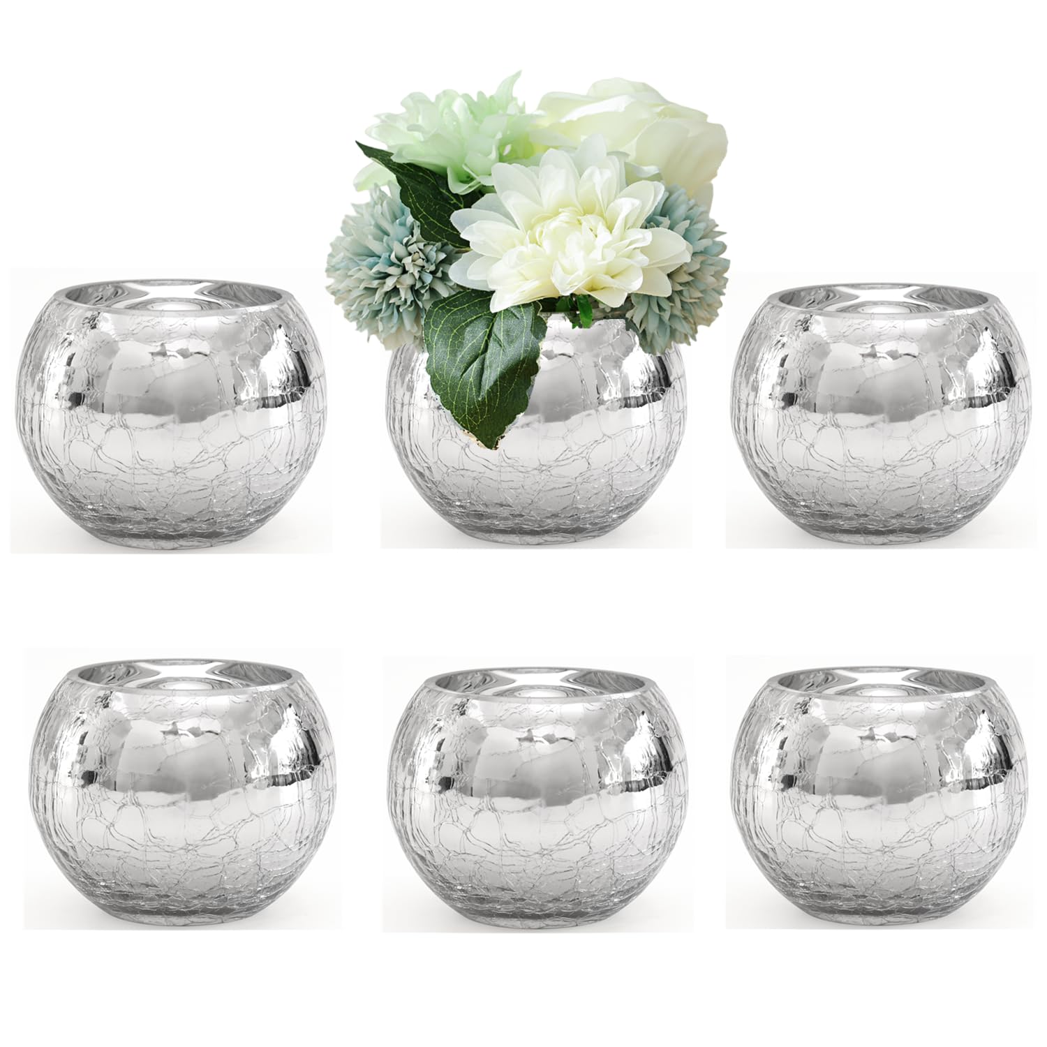Amazon.co.jp: 6個セット きらめく花瓶 ひび模様 ゴールド花瓶