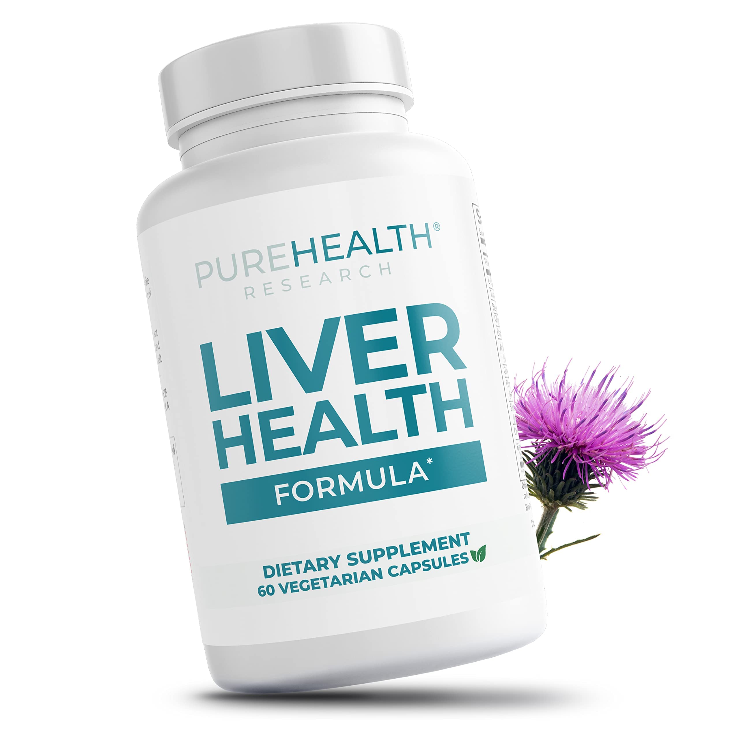 (Best by 04/2027) PUREHEALTH RESEARCH Liver Health Formula – Cleanse Detox & Repair – Silymarin Milk Thistle, Artichoke Extract, Dandelion Root, Turmeric, Beet, Berberine & Cardo Mariano for Healthy Liver Support