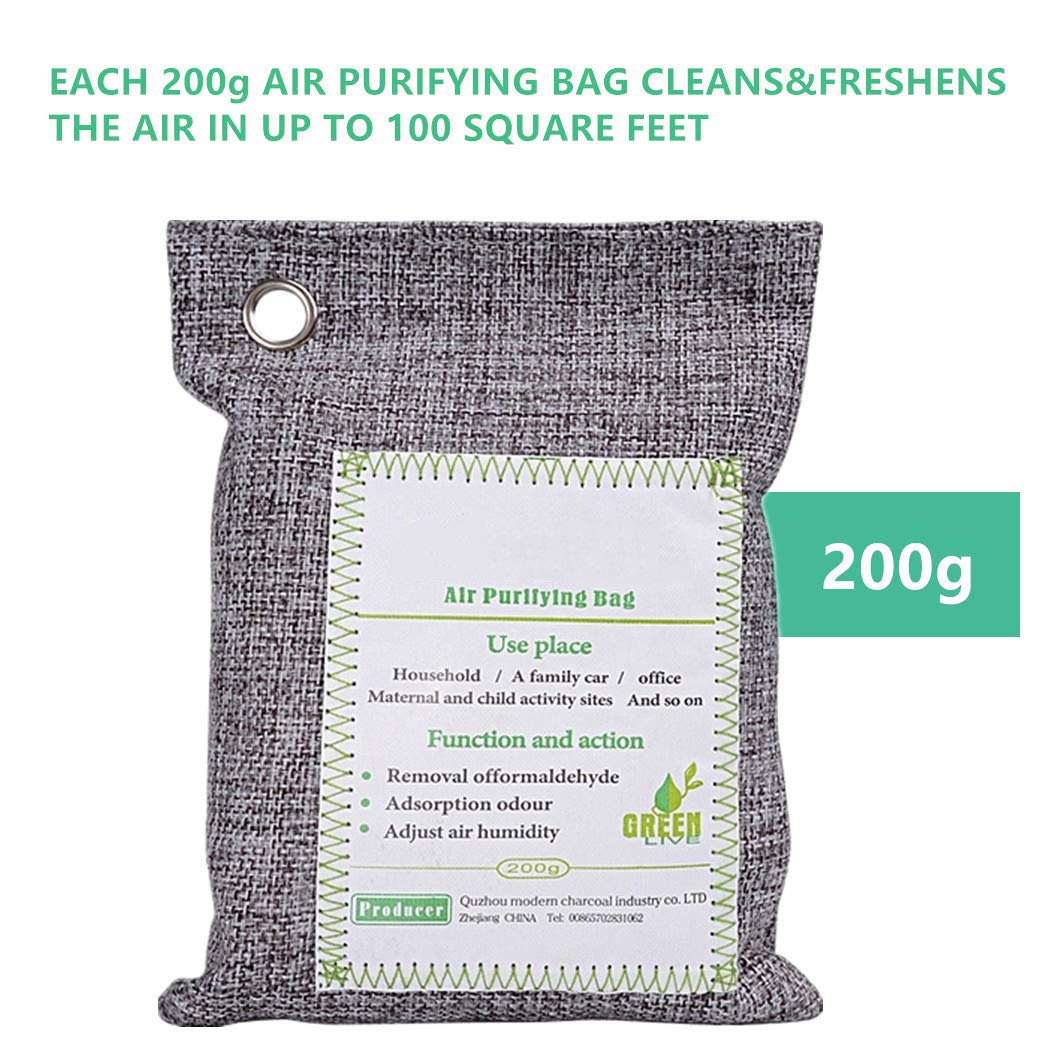 Anjing Paquete de 4 Bolsas purificadoras de Aire de carbón de bambú Activado, absorbentes y eliminadores de olores, deshumidificador Natural