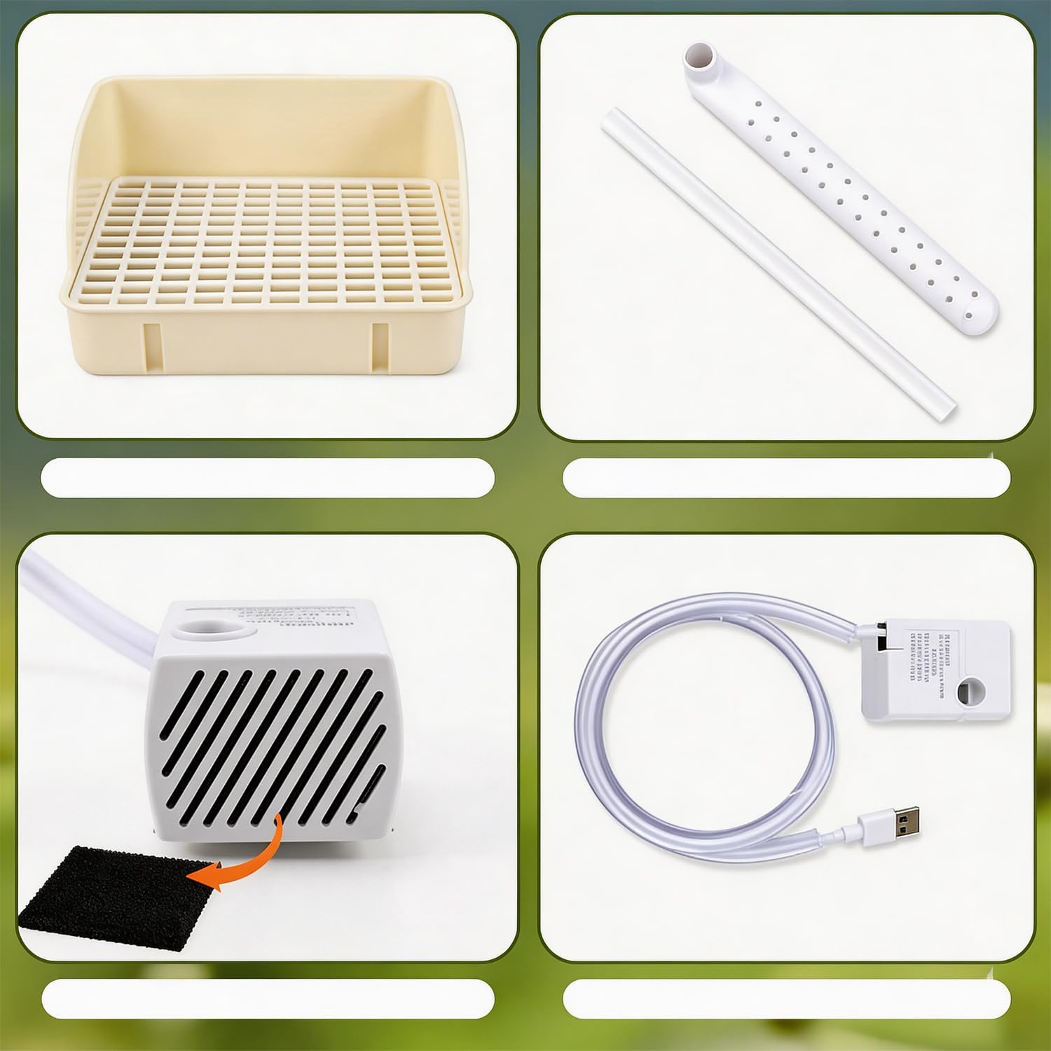 Baignoire automatique pour oiseaux 28 x 21 cm avec pompe à recirculation silencieuse – USB électrique pour cage
