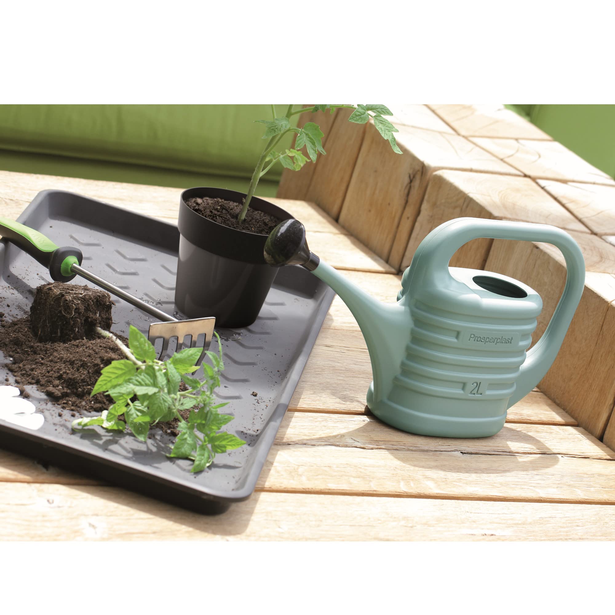 Gießkanne mit Brausekopf 5 L Anthrazit Kunststoff Gartengießkanne Garten Pflanzen Blumen