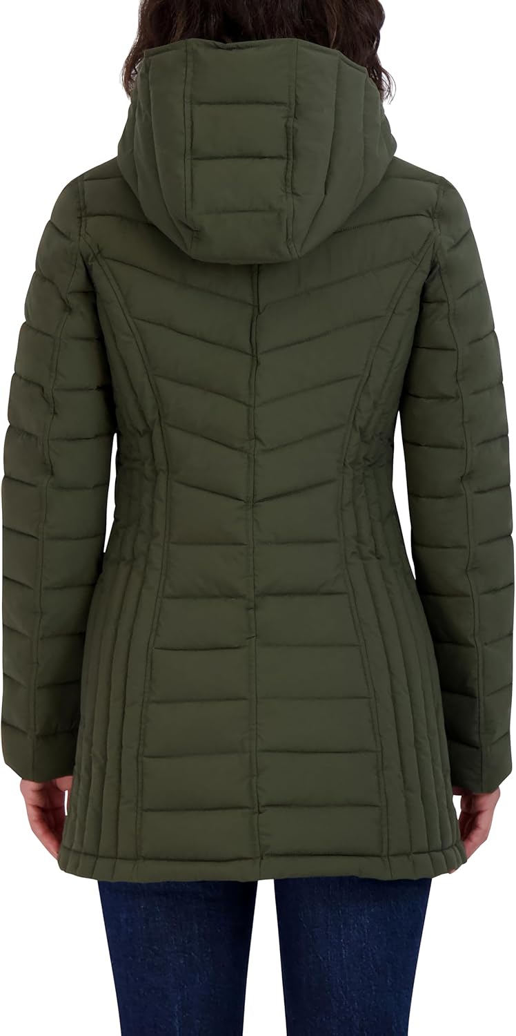 Nautica Women's Stretch Puffer Jacket – Midweight Quilted Coat Detachable Hood - Image 4