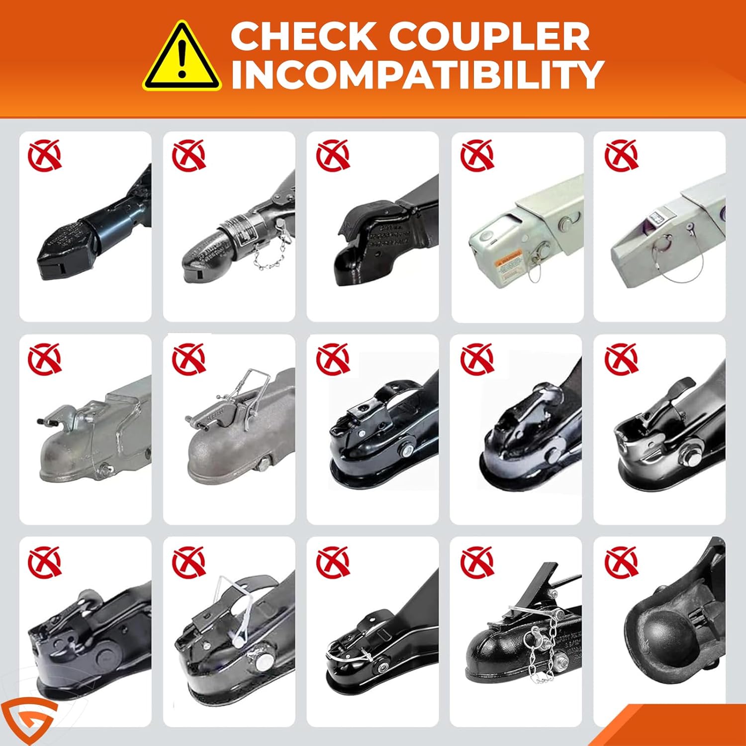 RV Trailer Hitch Lock, Solid Steel Anti-Theft Coupler Lock for 2" & 2-5/16" Towing Hitch, Hard-to-Pry Weatherproof High-Visibility Orange Security for Camper & Boat Trailers (Rust-Resistant