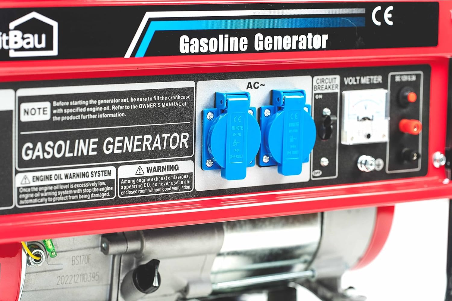 Generador de energía con gasolina, generador de energía con accesorios, generador de corriente de emergencia silencioso, (2 enchufes (3000W BS3500)))